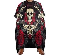 Mantella Parrucchiere Day of The Dead Red Roses Magic Hat Skeleton Sugar Skulls, Professionale Grembiule da Salone poliestere Mantella Taglio Capelli per Adulti Capelli 140X168cm