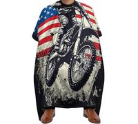 Mantella Parrucchiere Dirt Bike Motocross American Flag, Impermeabile Mantelle per Parrucchieres leggera Mantella Taglio Capelli per Salon Barbieri 140X168cm