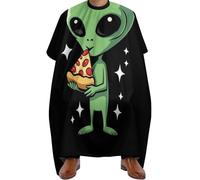 Mantella Parrucchiere Funny Space Alien Eating Pizza Peace, Impermeabile Grembiule da Parrucchieres Antistatico Mantella Taglio Capelli per Styling Adulti 140X168cm
