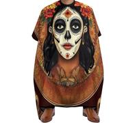 Mantella Parrucchiere Mexican Sugar Skull Flower Day of The Dead Art, Fashion Grembiule da Parrucchieres Impermeabile Mantella Taglio Capelli per Salon Styling 140X168cm