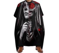 Mantella Parrucchiere Red Rose Mexican Sugar Skull Day of The Dead Art, Regolabile Grembiule da Parrucchieres poliestere Mantella Taglio Capelli per Barbieri Salon 140X168cm