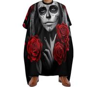 Mantella Parrucchiere Red Rose Mexican Sugar Skull Day of The Dead Art, Unisex Mantelle per Parrucchieres Professionale Mantello da Barbiere per Parrucchieres Styling 140X168cm