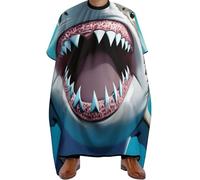 Mantella Parrucchiere Sea Blue White Teeth Funny Shark, Impermeabile Haircut Grembiule poliestere Mantello da Barbiere per Salon Acconciatura 140X168cm
