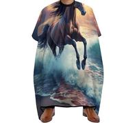 Mantella Parrucchiere Sun Beach Running Wild Horse Art, Regolabile Grembiule da Parrucchieres poliestere Mantella Taglio Capelli per Styling Uomini 140X168cm