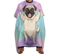 Mantella Parrucchiere Tie Dye Cute Pug, Professionale Mantelle per Parrucchieres Impermeabile Mantella Taglio Parrucchiere per Salon Adulti 140X168cm