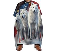 Mantella Parrucchiere Wolves and Wolf American Flag, Fashion Grembiule da Parrucchieres Professionale Mantello da Barbiere per Capelli Barbieri 140X168cm
