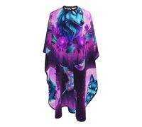 Mantella Per Barbiere Full Moon Flower Wolf Purple Taglio Di Capelli Impermeabile Regolabile Grembiule Da Parrucchiere, Per Uomo, Uso Domestico, Bambini, 140x168cm