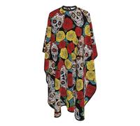 Mantella Per Barbiere Mexican Day Dead Flower Sugar Skulls Mantello Da Barbiere Per Bambini Impermeabile Regolabile Grembiule Da Parrucchiere, Per Acconciatura, Uso Domestico, 140x168cm