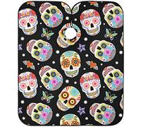 Mantella Per Barbiere Traditional Mexican Sugar Skull Black Mantella Taglio Capelli Traspirante Impermeabile Parrucchiere Panno Grembiule, Per Acconciatura, Uomo, Taglio E Colore, 140x168cm