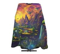 Mantella Per Barbiere Vibrant Glowing Mushrooms Psychedelic World Mantello Da Barbiere Per Bambini Impermeabile Regolabile Parrucchiere Panno Grembiule, Per Bambini, Uso Domestico, 140x168cm