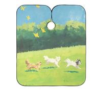 Mantella per capelli per cani bianchi con chiusura a scatto regolabile, mantella impermeabile per adulti capa para cortar Cabello 165,1 x 139,7 cm