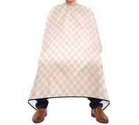 Mantella per taglio di capelli a scacchi beige pesca con chiusura a scatto regolabile, mantella shampoo Essentials per lavare capa para barbaro 165,1 x 139,7 cm