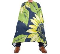 Mantella per taglio di capelli con girasole verde lime e blu navy con chiusura a scatto regolabile, mantelle per capelli essenziali per salone da donna capa para barbero 165,1 x 139,7 cm