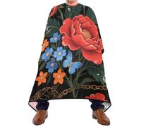 Mantella per taglio di capelli con peonia rossa retrò con chiusura a scatto regolabile, mantelle eleganti per saloni di bellezza bata para cortar Cabello 165,1 x 139,7 cm