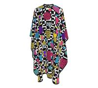 Mantella Taglio Black And White Checkered Retro 80S 90S Impermeabile Mantellina Per Taglio Capelli Antistatico Mantella Parrucchiere Per Parrucchieri Acconciature E Tagli 140X168Cm