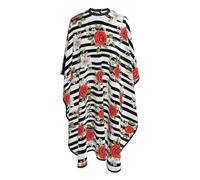 Mantella Taglio Black White Stripes Red Roses Flowers Professionale Mantello Professionale Antistatico Telo Da Barbiere Per Casa Parrucchieri 140X168Cm