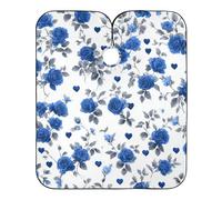 Mantella Taglio Blue Roses Flowers Hearts Professionale Telo Da Barbiere Salone Mantella Parrucchiere Per Regalo Divertente Acconciature E Tagli Casa 140X168Cm