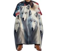 Mantella Taglio Capelli American Flag Wolf Art, Regolabile Grembiule da Salone leggera Mantella Parrucchiere per Styling Adulti 140X168cm