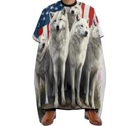 Mantella Taglio Capelli Wolves and Wolf American Flag, leggera Grembiule da Salone Unisex Mantella Parrucchiere per Donne Uomini 140X168cm