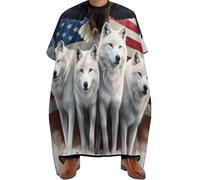 Mantella Taglio Capelli Wolves and Wolf American Flag, Professionale Grembiule da Salone Unisex Mantella Taglio Parrucchiere per Capelli Acconciatura 140X168cm