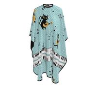 Mantella Taglio Cat Black Play Piano Notes Impermeabile Telo Da Barbiere Antistatico Mantello Professionale Per Regalo Divertente Casa 140X168Cm