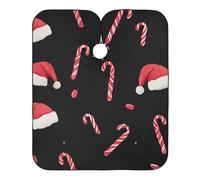 Mantella Taglio Christmas Candy Cane And Hats Leggera Telo Da Barbiere Impermeabile Grembiule Da Parrucchiere Per Parrucchieri Acconciature E Tagli Casa 140X168Cm