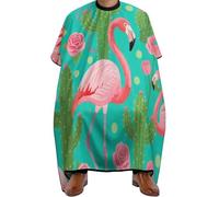 Mantella Taglio Cloth Tropical Pink Flamingo Flowers Cactus Art Donna Uomo Mantella Parrucchiere Antistatico Mantello Professionale Per Casa Regalo Divertente Parrucchieri 140X168Cm