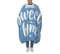 Mantella Taglio Cute Hand-Drawn Words Sweet Home On Blue Donna Uomo Telo Da Barbiere Professionale Mantello Professionale Per Acconciature E Tagli Regalo Divertente Casa 140X168Cm
