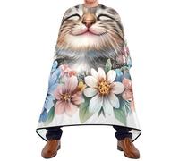 Mantella Taglio Cute Kawaii Cat Professionale Telo Da Barbiere Antistatico Grembiule Da Parrucchiere Per Acconciature E Tagli Regalo Divertente Parrucchieri 140X168Cm
