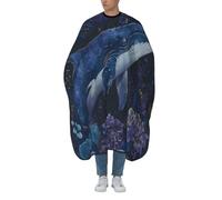 Mantella Taglio Enchanting Whale In Purple Blue Flowers Donna Uomo Grembiule Da Parrucchiere Salone Mantellina Per Taglio Capelli Per Parrucchieri Regalo Divertente 140X168Cm