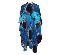 Mantella Taglio Great White Shark Teeth Blue Leggera Telo Da Barbiere Professionale Mantellina Per Taglio Capelli Per Casa Acconciature E Tagli 140X168Cm