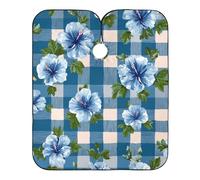 Mantella Taglio Hibiscus Flowers Blue Plaid Impermeabile Mantellina Per Taglio Capelli Salone Grembiule Da Parrucchiere Per Regalo Divertente Casa Acconciature E Tagli 140X168Cm
