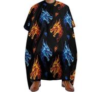 Mantella Taglio Ice Blue And Red Fire Flame Dragons Salone Grembiule Da Parrucchiere Antistatico Telo Da Barbiere Per Casa Parrucchieri 140X168Cm