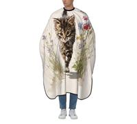 Mantella Taglio Kitten Walking Through Wildflowers Professionale Telo Da Barbiere Salone Mantello Professionale Per Parrucchieri Acconciature E Tagli Regalo Divertente 140X168Cm