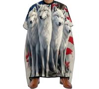 Mantella Taglio Parrucchiere American Flag Wolf Art, poliestere Grembiule da Salone Antistatico Mantella Barbiere per Styling Uomini 140X168cm