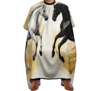Mantella Taglio Parrucchiere Black and White Horse Painting Art, Antistatico Haircut Grembiule Regolabile Mantella Taglio Capelli per Styling Donne 140X168cm
