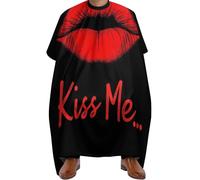 Mantella Taglio Parrucchiere Black Red Lip Print Kiss Me, Impermeabile Mantelle per Parrucchieres Fashion Mantello da Barbiere per Parrucchieres Styling 140X168cm