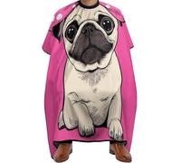 Mantella Taglio Parrucchiere Cute Cartoon Pug Dog Pink, Professionale Grembiule da Salone Impermeabile Mantella Barbiere per Parrucchieres Barbieri 140X168cm