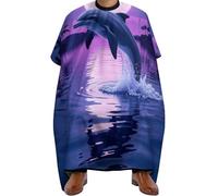 Mantella Taglio Parrucchiere Full Moon Jumping Dolphin Art Purple, Professionale Grembiule da Salone poliestere Mantella Barbiere per Parrucchieres Donne 140X168cm
