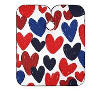 Mantella Taglio Red And Blue Hearts Impermeabile Mantellina Per Taglio Capelli Donna Uomo Grembiule Da Parrucchiere Per Acconciature E Tagli Parrucchieri Casa 140X168Cm