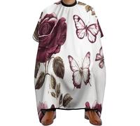 Mantella Taglio Roses And Butterflies Donna Uomo Grembiule Da Parrucchiere Salone Mantellina Per Taglio Capelli Per Casa Acconciature E Tagli 140X168Cm