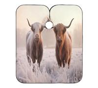 Mantella Taglio Rural Highland Cows Donna Uomo Mantello Professionale Antistatico Grembiule Da Parrucchiere Per Casa Regalo Divertente Acconciature E Tagli 140X168Cm