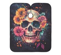 Mantella Taglio Skull And Boho Flowers Salone Mantellina Per Taglio Capelli Professionale Telo Da Barbiere Per Casa Parrucchieri Acconciature E Tagli 140X168Cm