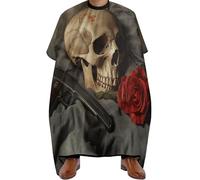 Mantella Taglio Skull With Roses And Peacemaker Donna Uomo Grembiule Da Parrucchiere Leggera Mantellina Per Taglio Capelli Per Regalo Divertente Acconciature E Tagli 140X168Cm