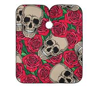 Mantella Taglio Skulls And Red Roses Donna Uomo Grembiule Da Parrucchiere Leggera Telo Da Barbiere Per Acconciature E Tagli Regalo Divertente Casa 140X168Cm