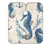 Mantella Taglio Vintage Seahorses Anchors Impermeabile Mantellina Per Taglio Capelli Professionale Mantella Parrucchiere Per Regalo Divertente Acconciature E Tagli Parrucchieri 140X168Cm