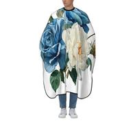 Mantella Taglio Watercolor Flower Blue Tulips And White Peonies Impermeabile Telo Da Barbiere Salone Mantella Parrucchiere Per Parrucchieri Acconciature E Tagli Casa 140X168Cm