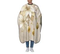 Mantella Taglio White Flowers With Gold Christmas Ball Impermeabile Telo Da Barbiere Salone Grembiule Da Parrucchiere Per Regalo Divertente Parrucchieri Acconciature E Tagli 140X168Cm
