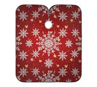 Mantella Taglio White Snowflakes Christmas Red Donna Uomo Mantella Parrucchiere Impermeabile Mantello Professionale Per Regalo Divertente Acconciature E Tagli Parrucchieri 140X168Cm