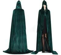 Mantelle Facy Dress Uisex Extra Log Hooded Velvet Hallowee Costumi Mantello di Natale, Atrovirens, XL